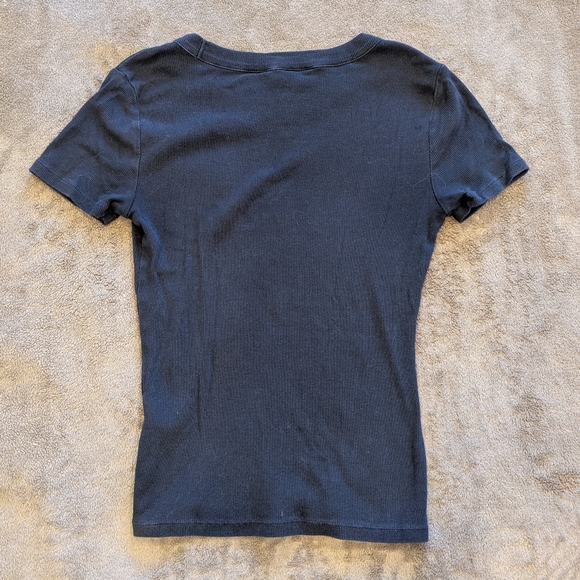 Women's Banana Republic Ribbed Tee In Navy, Size XS - Picture 3 of 4